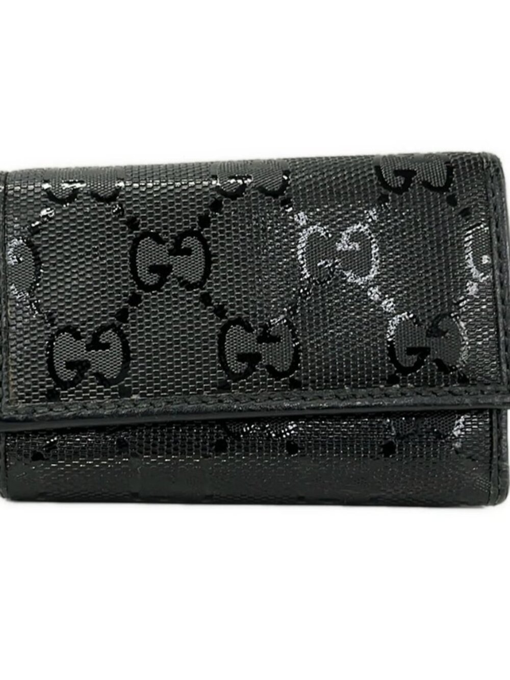 GUCCI Imprime 138093 Black PVC Leather Key Case - Picture 6 of 10